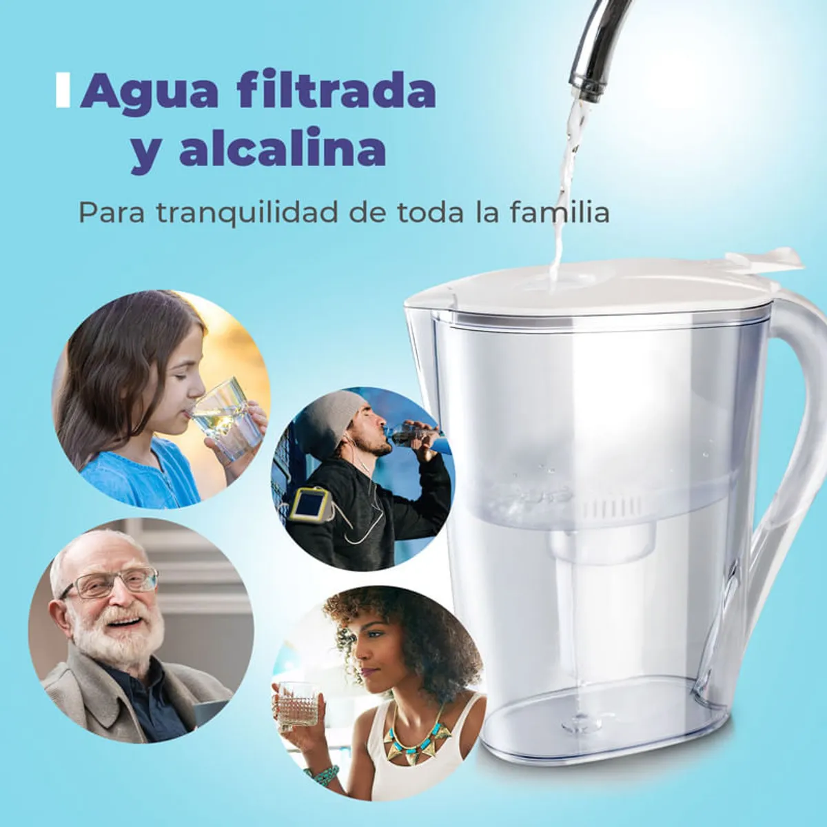 CHEF MASTER - Jarra Filtradora de Agua Alcalina 26L con Filtro Avanzado