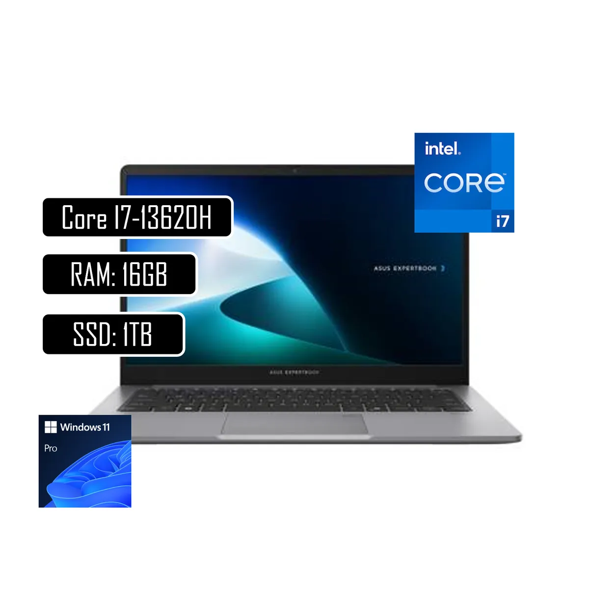 ASUS - Portatil Asus ExpertBook Intel Core i7 13620H 16GB 1TB SSD 14 WIN11 Pro Negro