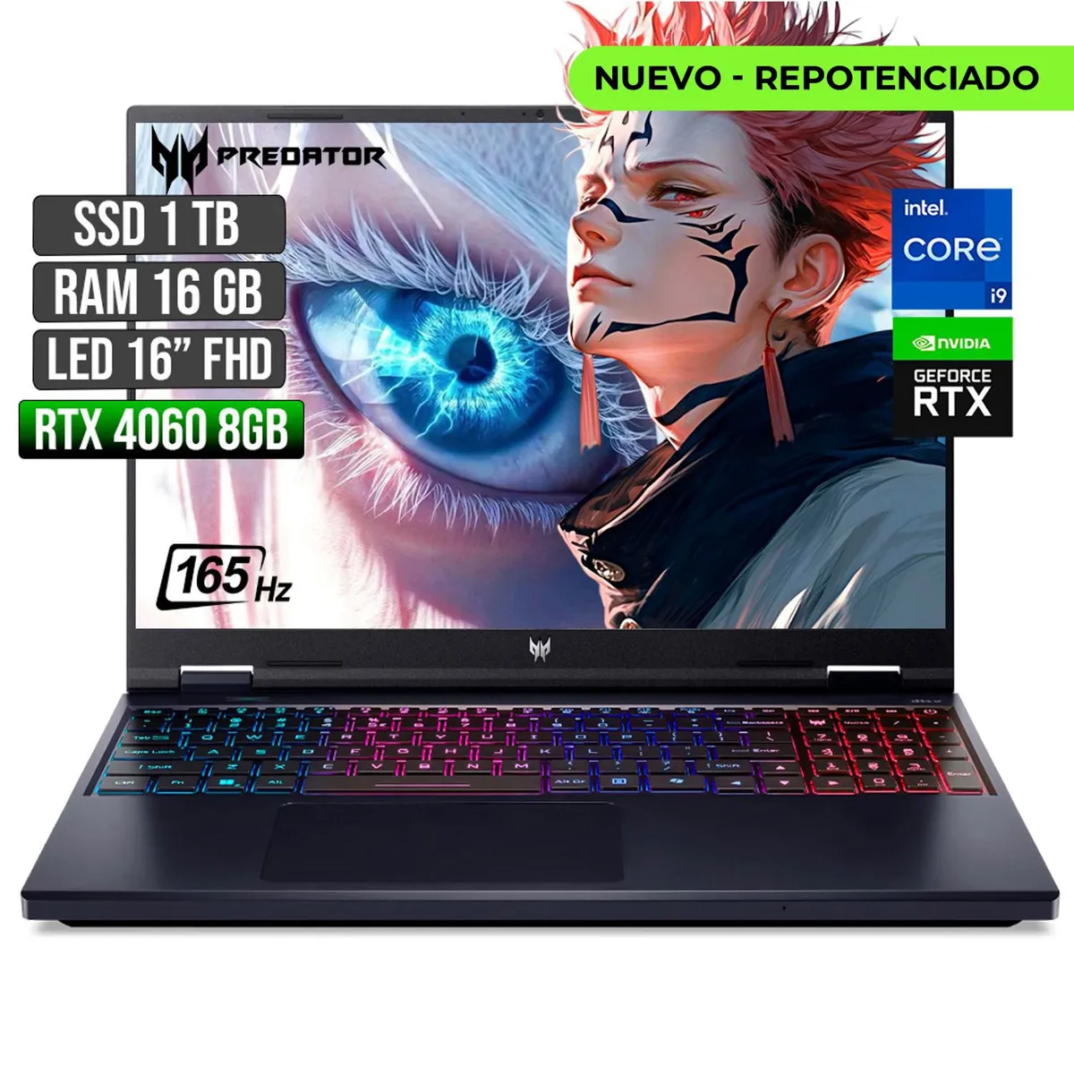 ACER - ACER PREDATOR INTEL CORE I9-14900HX RTX 4060 8GB SSD 1TB RAM 16GB LED 16" FHD 165Hz