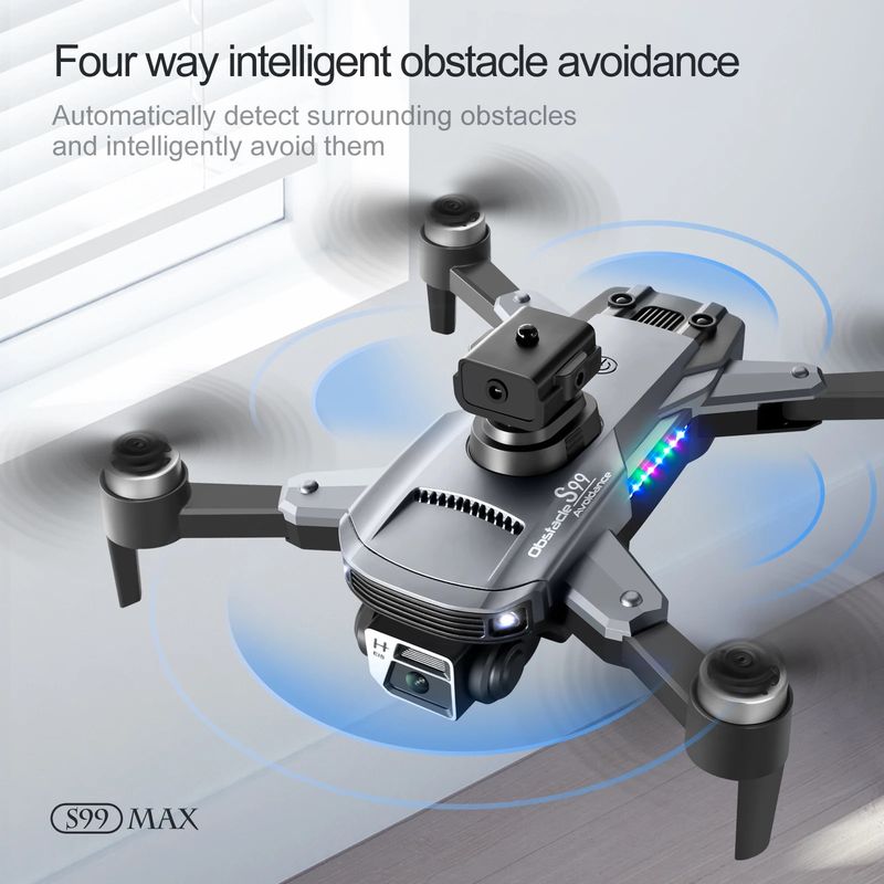 GENERICO - Dron Cámara Dual 4K RC S99 Max Cuadricóptero Flujo Optico.