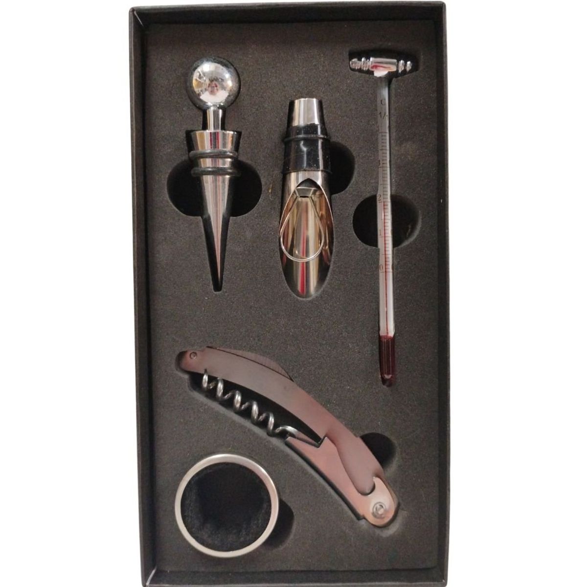 MAZUGI - Set De Vino En Caja De 5 Piezas Sacacorchos Termómetro