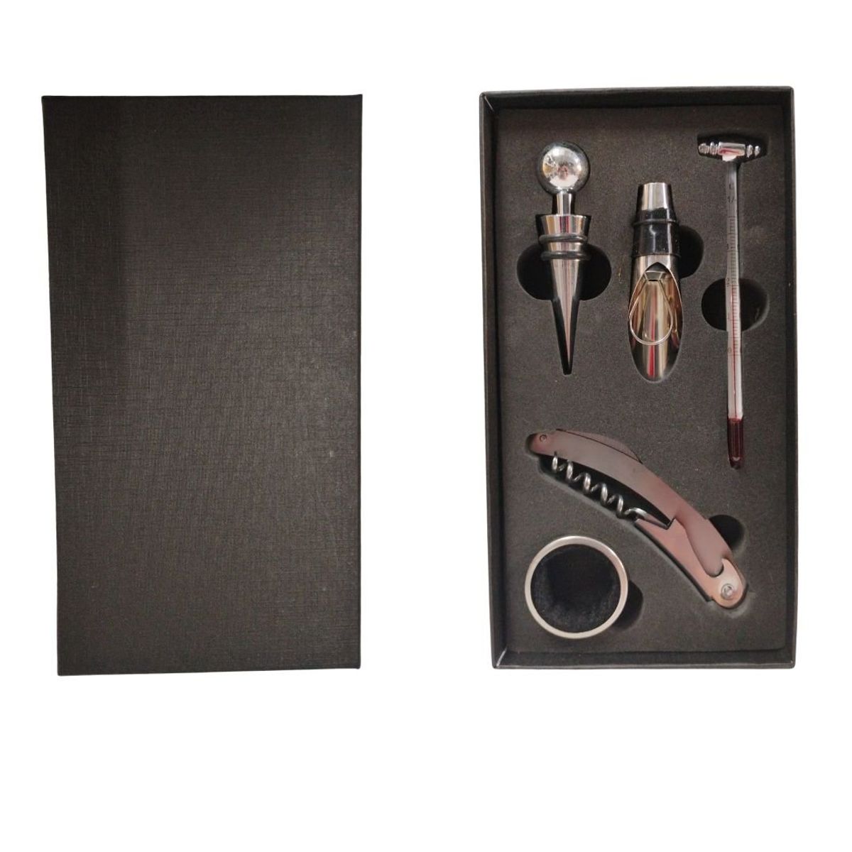 MAZUGI - Set De Vino En Caja De 5 Piezas Sacacorchos Termómetro