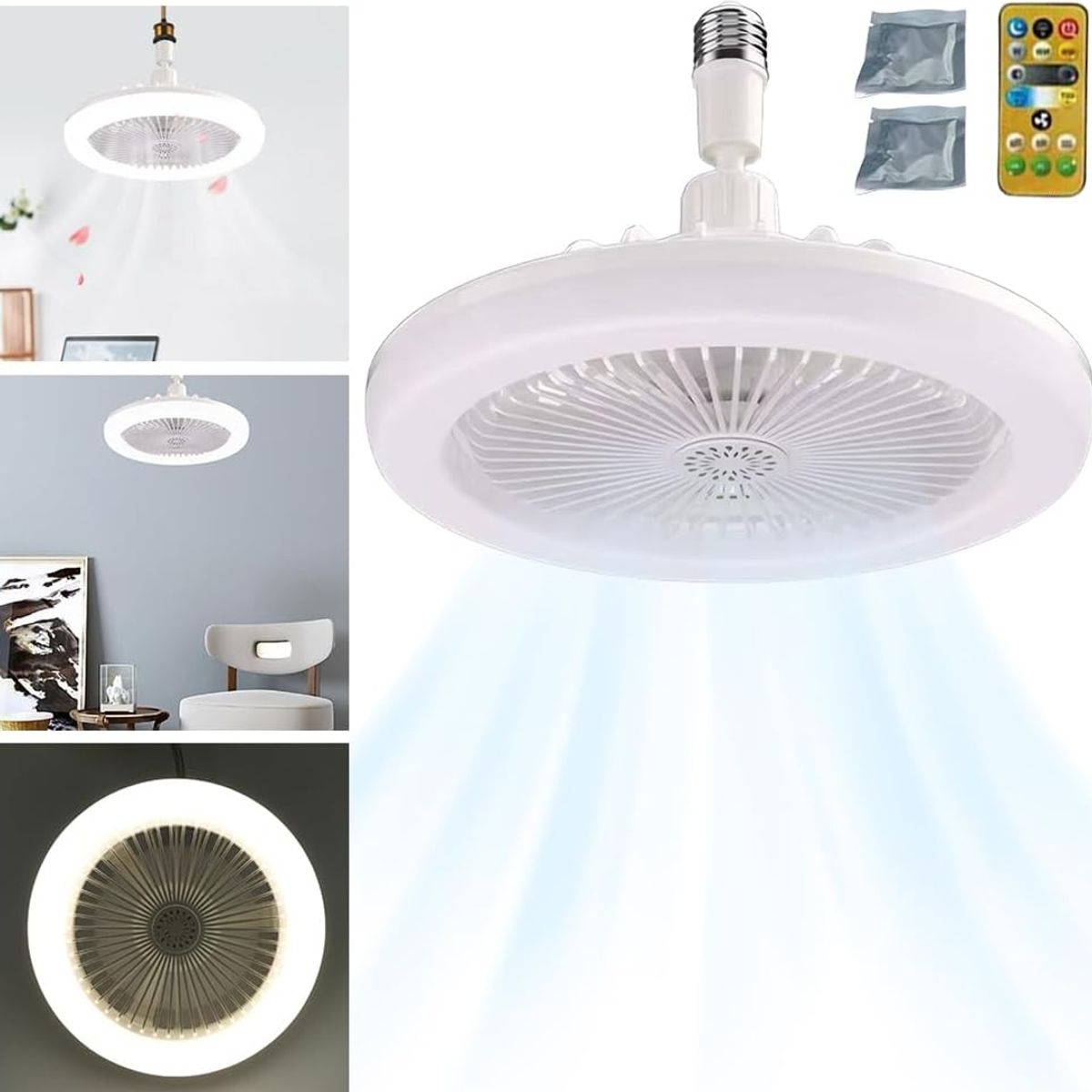 GENERICO - Ventilador de Techo Inteligente 30W con Lámpara y Control Remoto