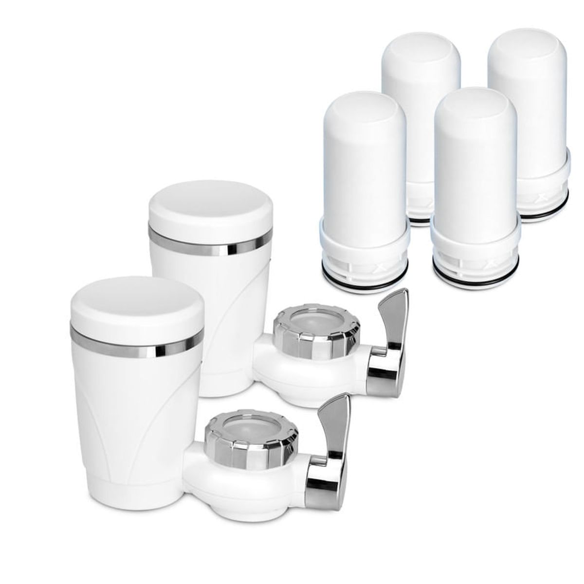 CHEF MASTER - 2 Filtros de Agua para Grifo 7 Niveles Filtrado+ 4 Repuestos