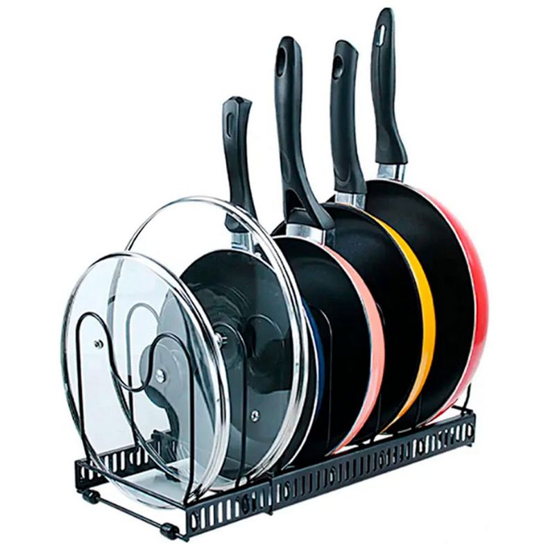 DANKI - Organizador Tapas Almacenamiento Sartenes 6 Divisiones Ajustable Negro