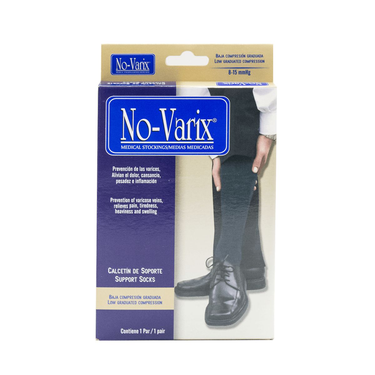 NO VARIX - Calcetin Hombre Navy 8-15 No-Varix Talla Grande gris
