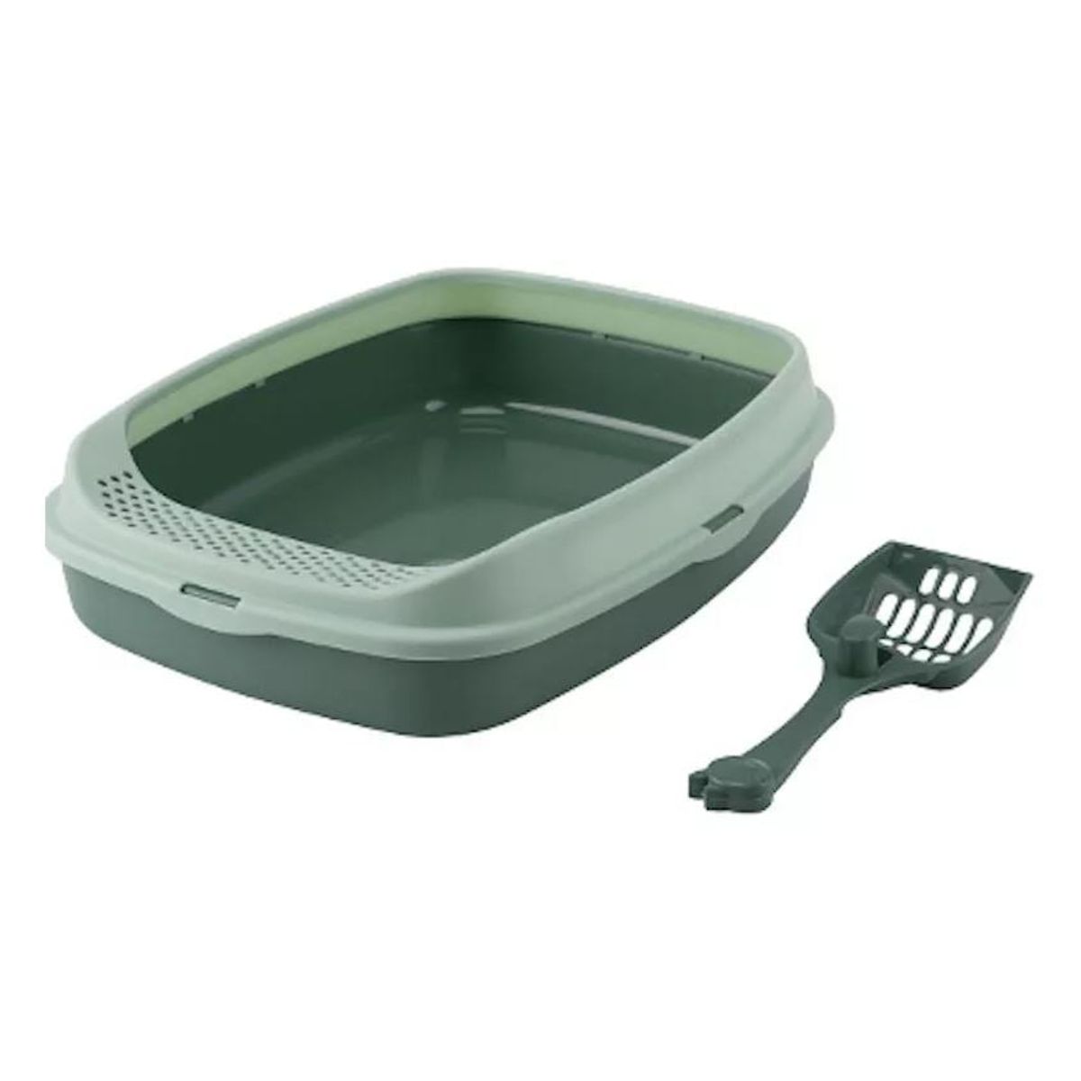 GENERICO - Bandeja Arenera Con Limpia Patas + Pala Para Gato Verde