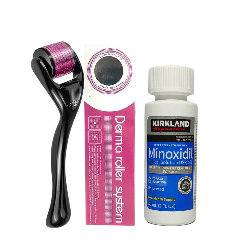 SIGNATURE - Kit Minoxidil Kirkland 5 % + Dermaroller 05 mm  Barba más densa
