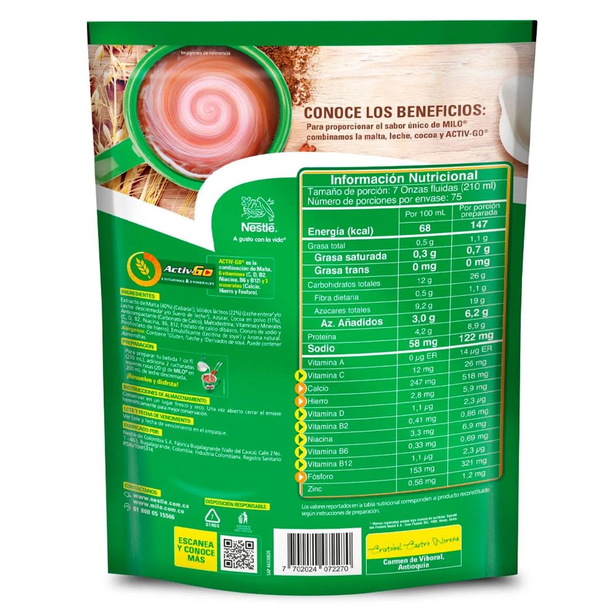 MILO - Milo en Polvo Activ-go Bolsa x 1500g