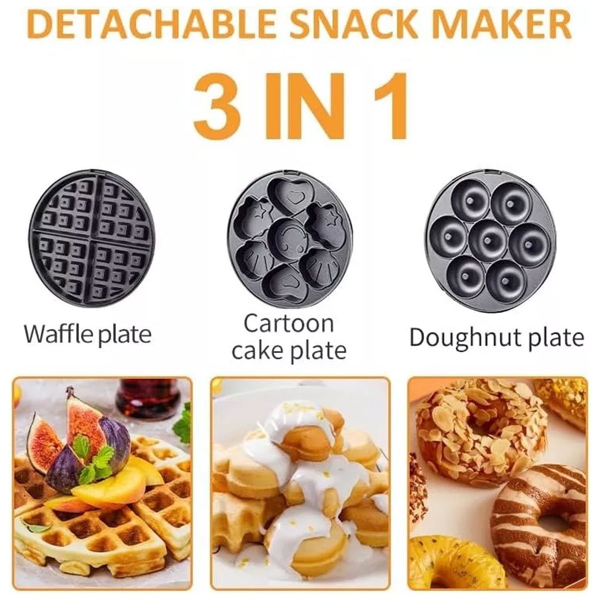 SOKANY - Waflera 3 En 1 Cupcakes + Donas Y Wafles Antiadherente Moderna