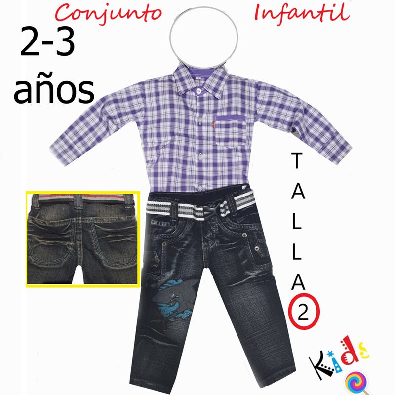 ZAFIRO JEANS - Camisa y  jeans  infantil con diseño  de tiburón