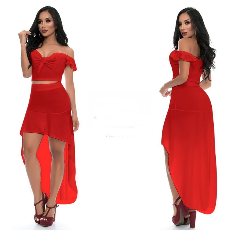VIA7 - Conjunto de blusa amarrar y falda cola de pato boleros hermoso