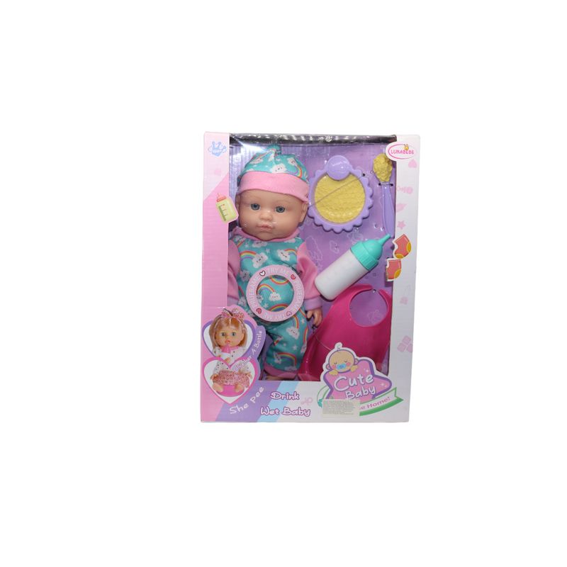 JUGUETELANDIA - MUÑECO CUTE BABY CON ACCESORIOS CAJA