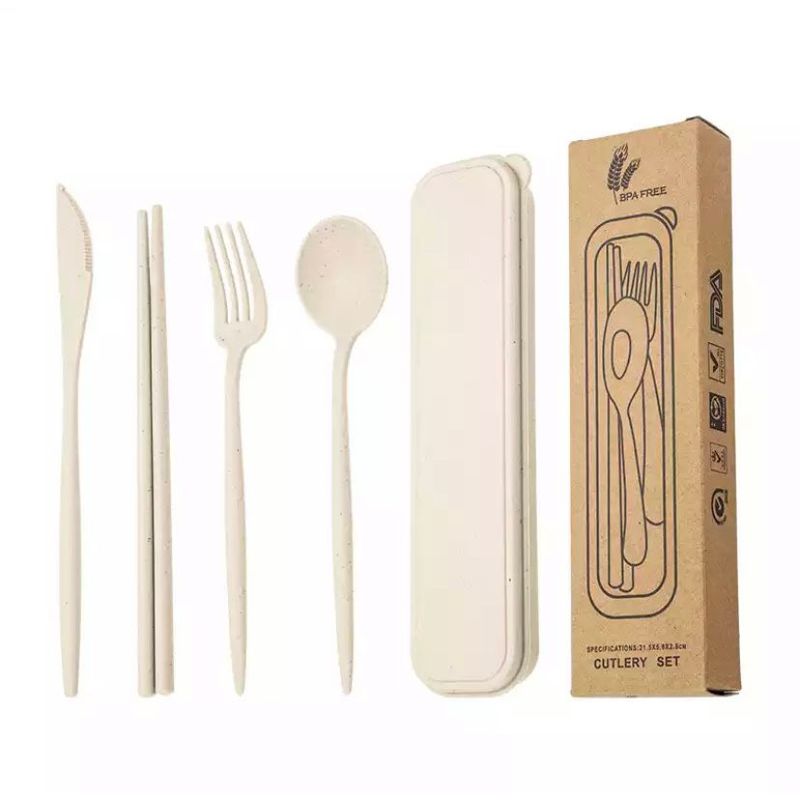 GENERICO - Set De Cubiertos Reautilizable En Fibra De Trigo Ecofriendly BEIGE