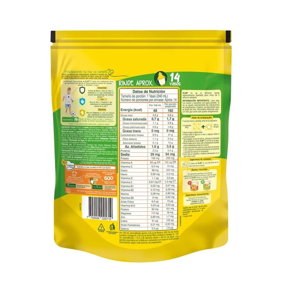 KLIM - Alimento Lácteo Klim 3+ Bolsa 500g