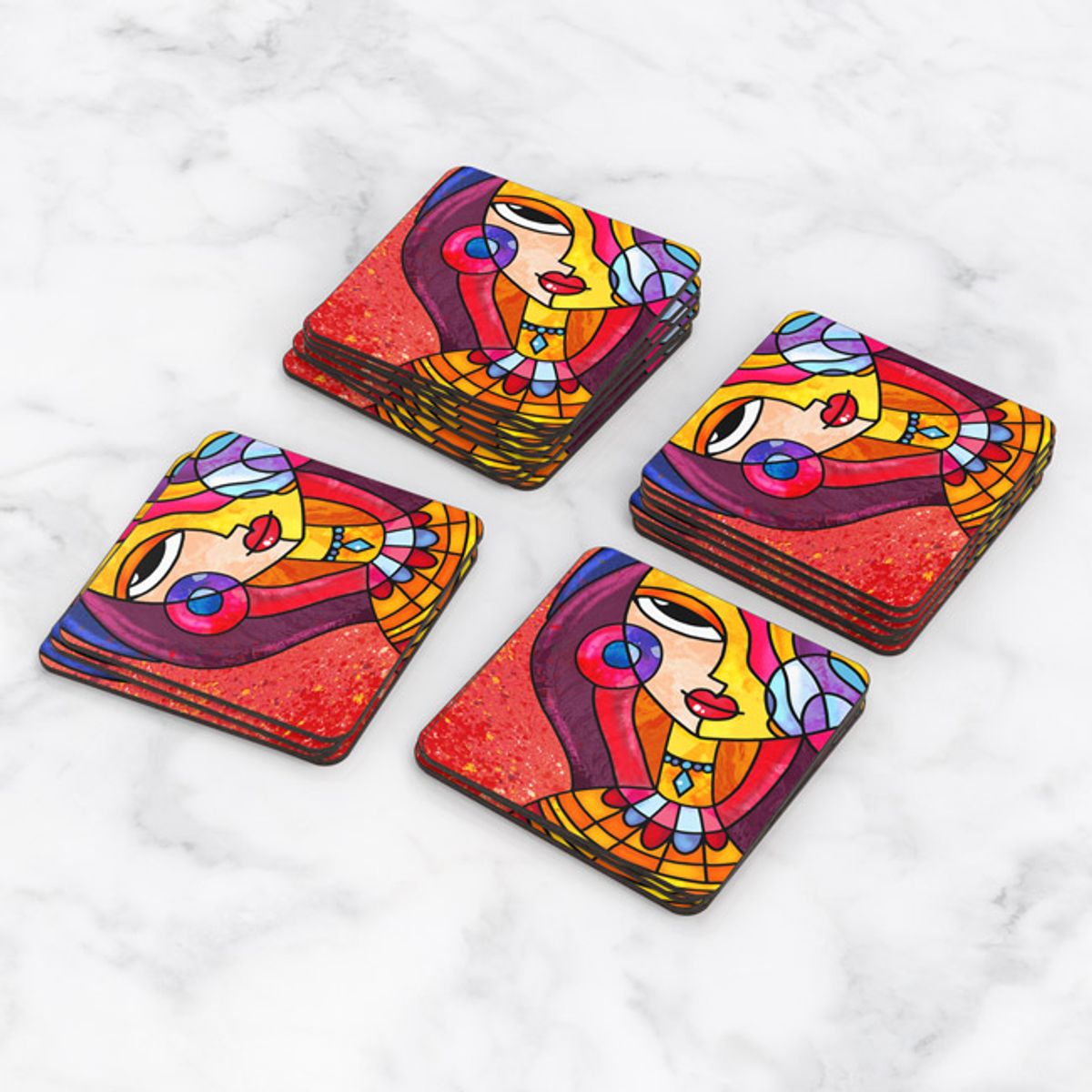 TAYRONA STORE - Portavasos Set x 6 Cara Mujer Art 56