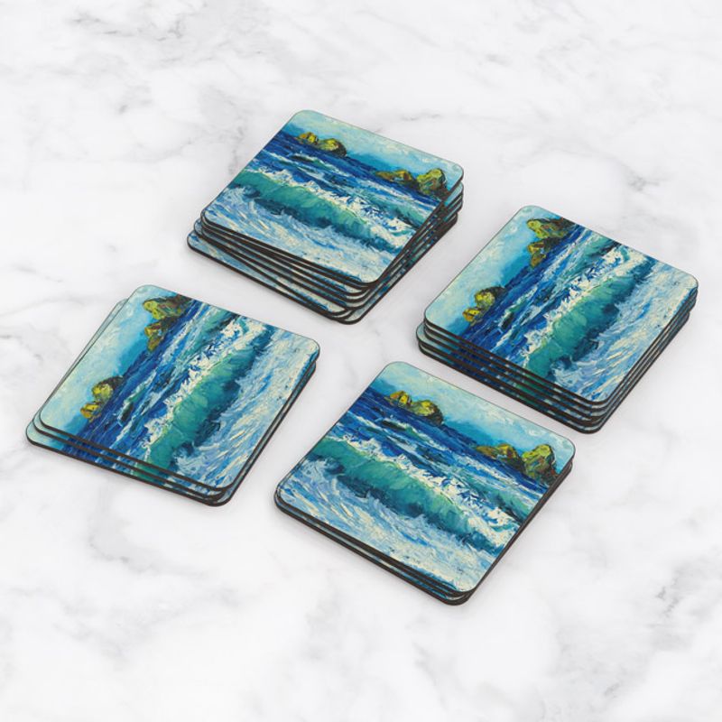 TAYRONA STORE - Portavasos Set x 6 Pintura Mar Y Olas 11