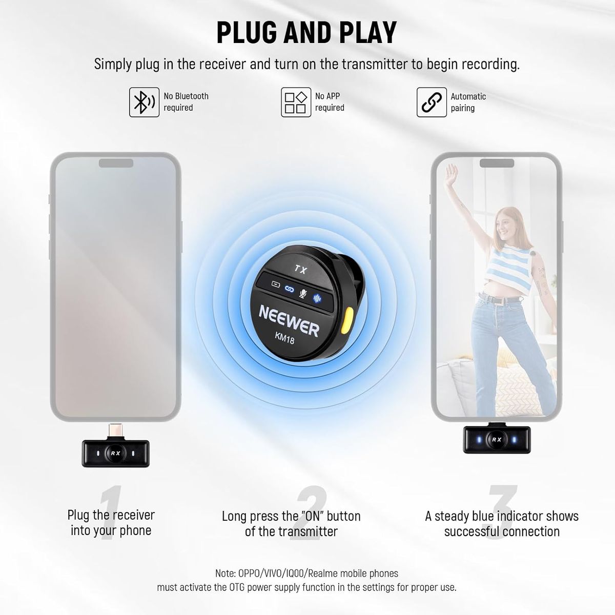 NEEWER - Micrófono de Solapa Inalámbrico Neewer KM18 con Estuche De Carga