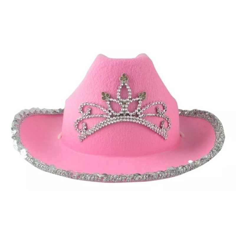 GENERICO - Sombrero de vaquero rosado corona para fiestas