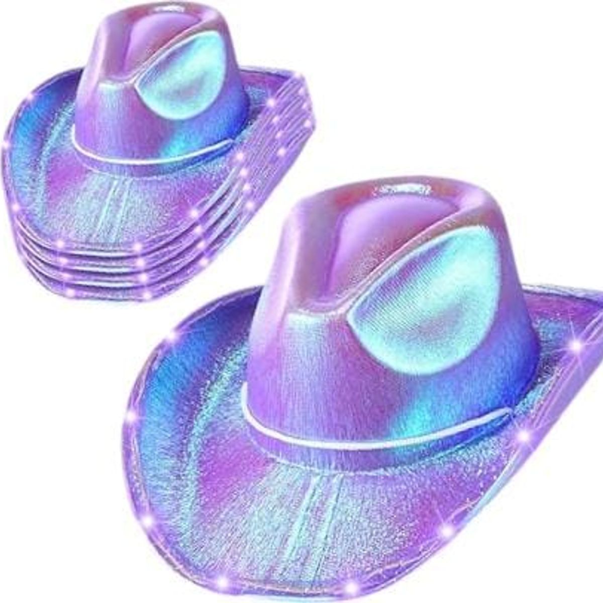 GENERICO - Sombrero Vaquero Metalizado Morado Adulto-fiesta cumpleaños