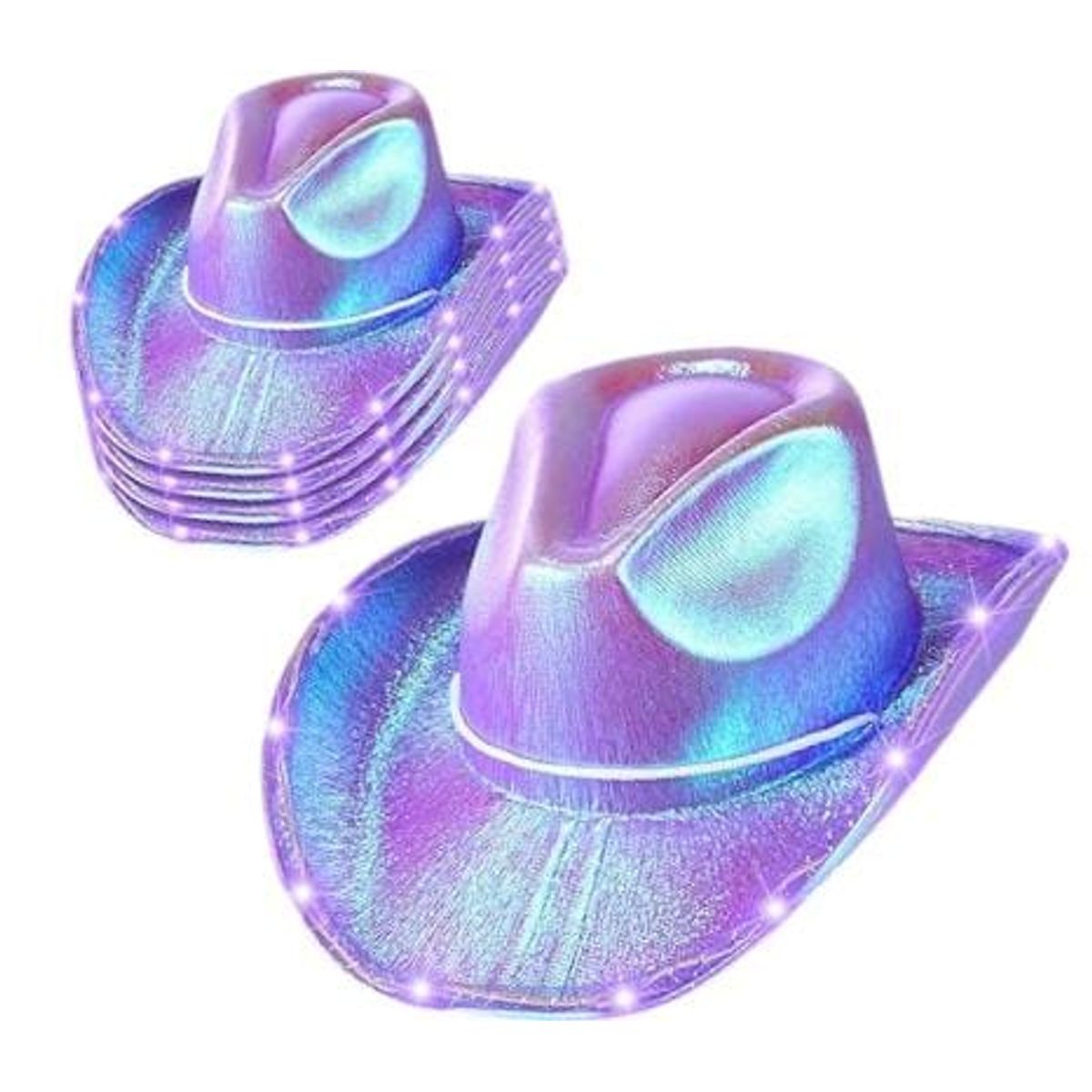 GENERICO - Sombrero Vaquero Metalizado Morado Adulto-fiesta cumpleaños