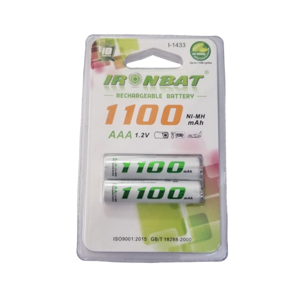 IRONBAT - Pilas Recargables Aaa X2 1100 Mah De Alta Capacidad Ironbat