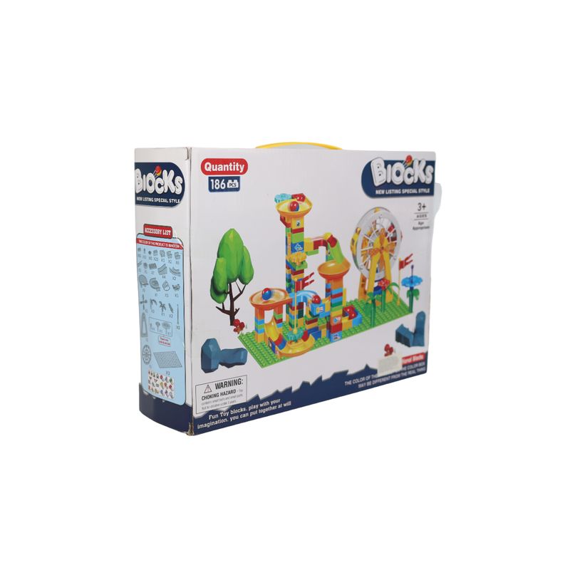 JUGUETELANDIA - JUEGO DE BLOQUES PARQUE DE DIVERSIONES 186 PIEZAS CAJA