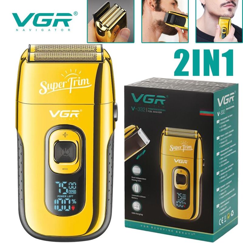VGR - Afeitadora Eléctrica Hombre Shaver Vgr V-332 Rasuradora Usb
