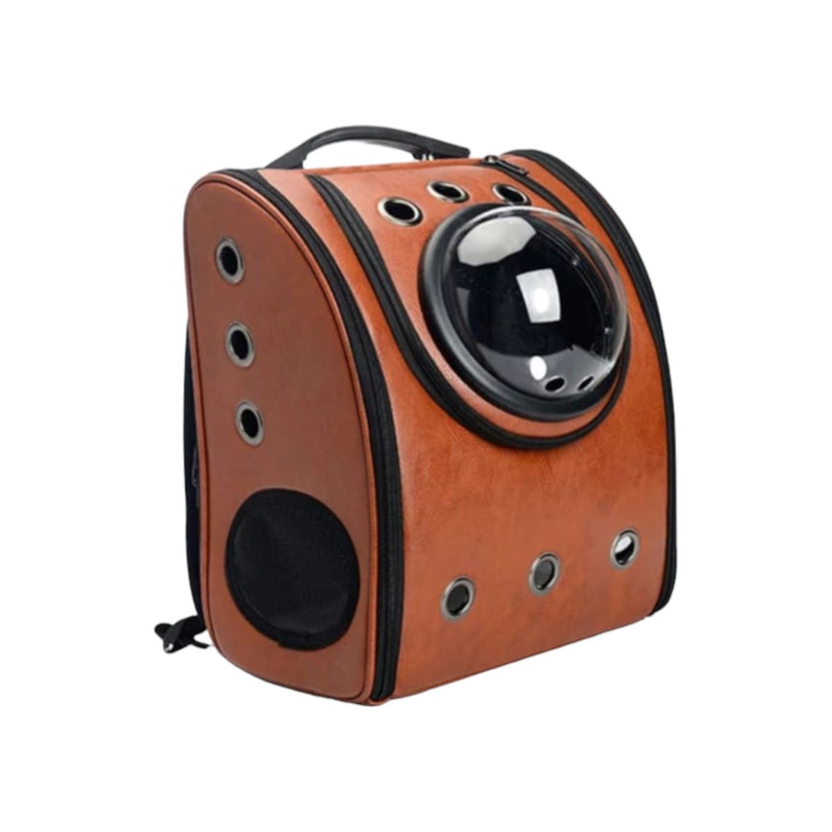 GENERICO - Maleta Capsula Morral En Cuerina Cafe Para Mascotas Premium