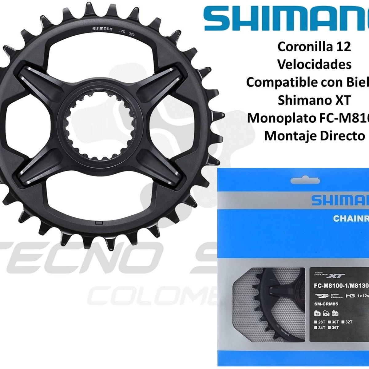 SHIMANO - Plato Coronilla 32 Shimano Xt M8100 12 Velocidades Monoplato