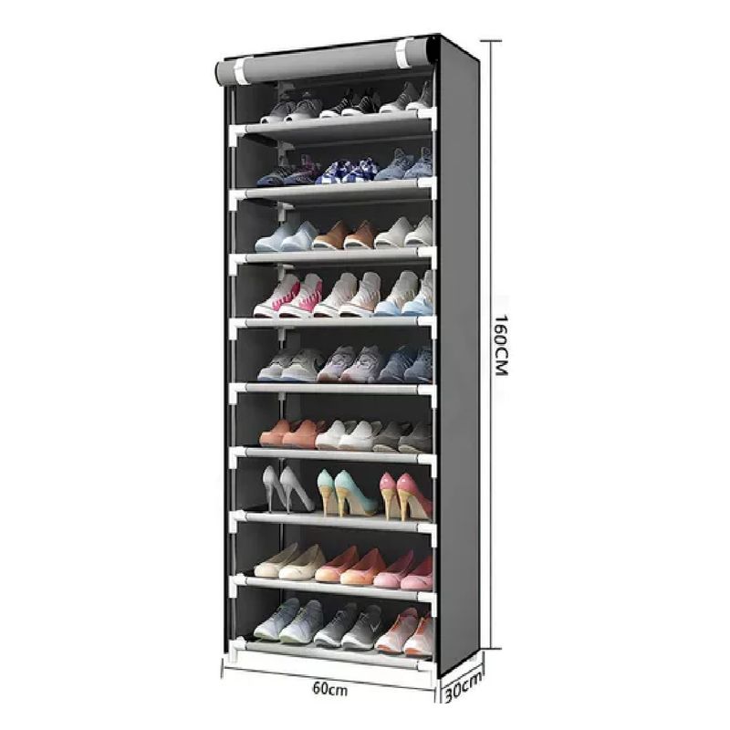 SKY - Zapatera Organizador Closet Zapatos 9 Niveles 27 Pares Tela Color Gris