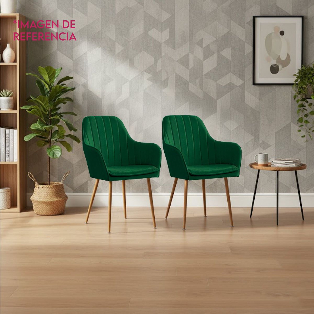 DIMATEX LEON - Set X2 Sillas Decorativas Sala Comedor Dormitorio Refadela Verde