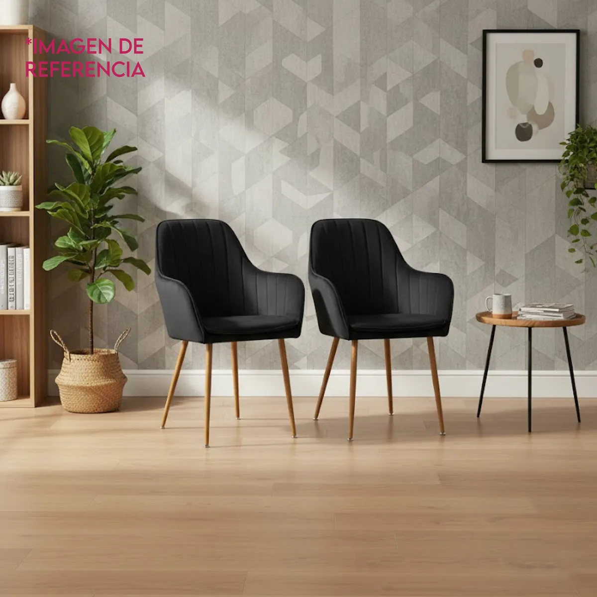 DIMATEX LEON - Set X2 Sillas Decorativas Sala Comedor Dormitorio Refadela Negra