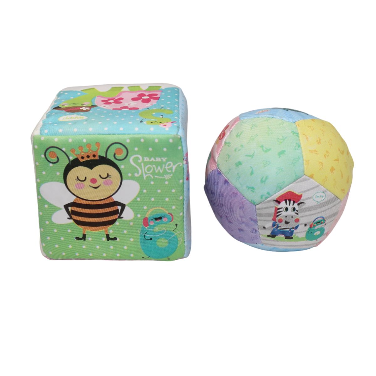 JUGUETELANDIA - SONAJERO CUBO Y PELOTA ESPUMA MALLA