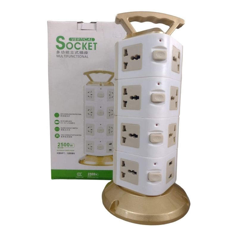 GENERICO - Torre Vertical Multitoma 15 Conexión 4 Pisos 2500w X2 Usb