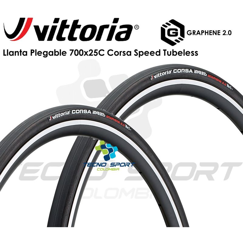 VITTORIA - Llanta Bicicleta 700 X 25 Vittoria Corsa Speed Tubeles X2uds