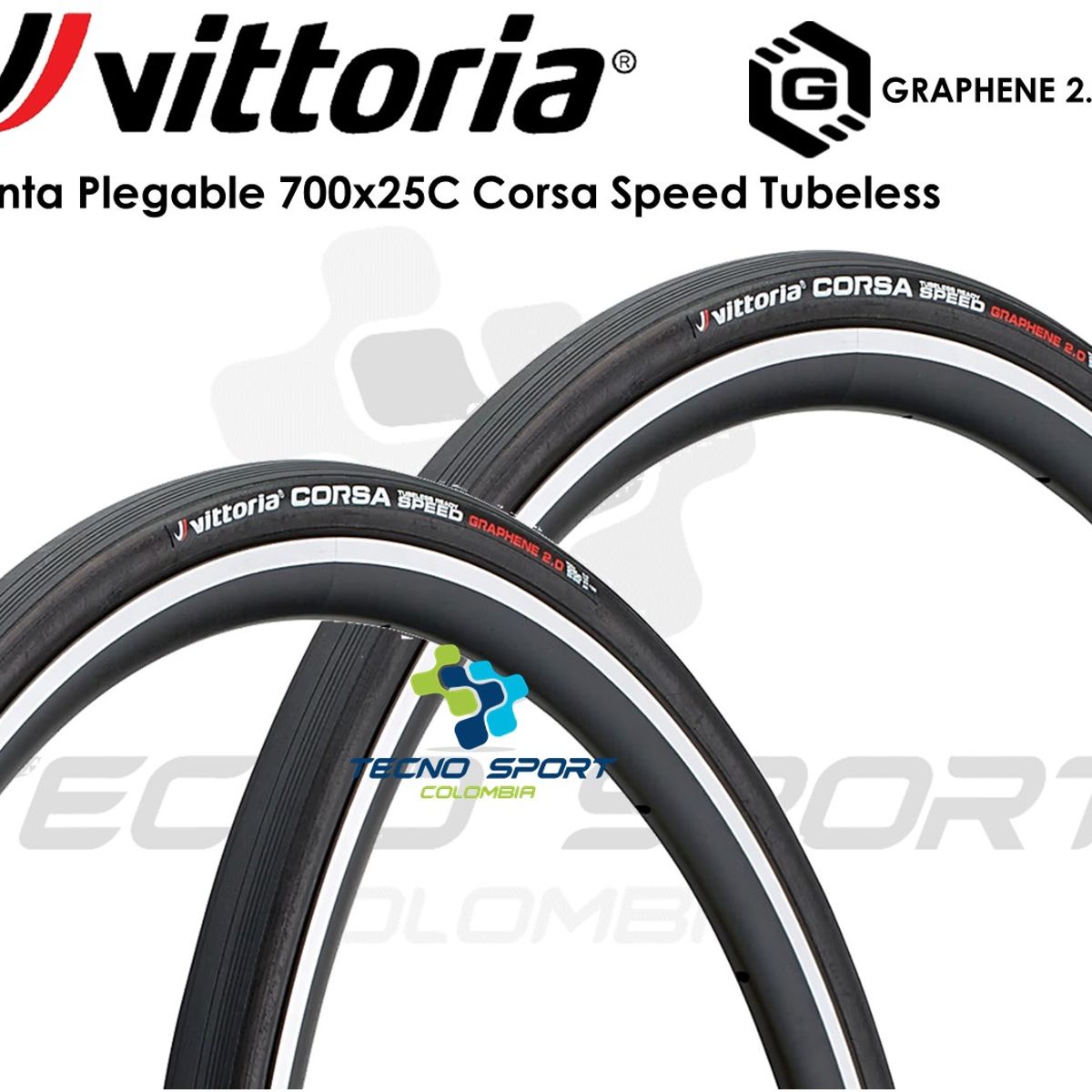 VITTORIA - Llanta Bicicleta 700 X 25 Vittoria Corsa Speed Tubeles X2uds