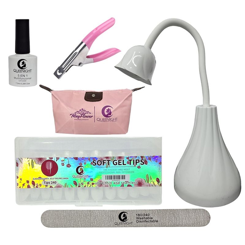 GENERICO - Kit Uñas Lampara + Soft Gel + Base Coat + Lima + Guillotina