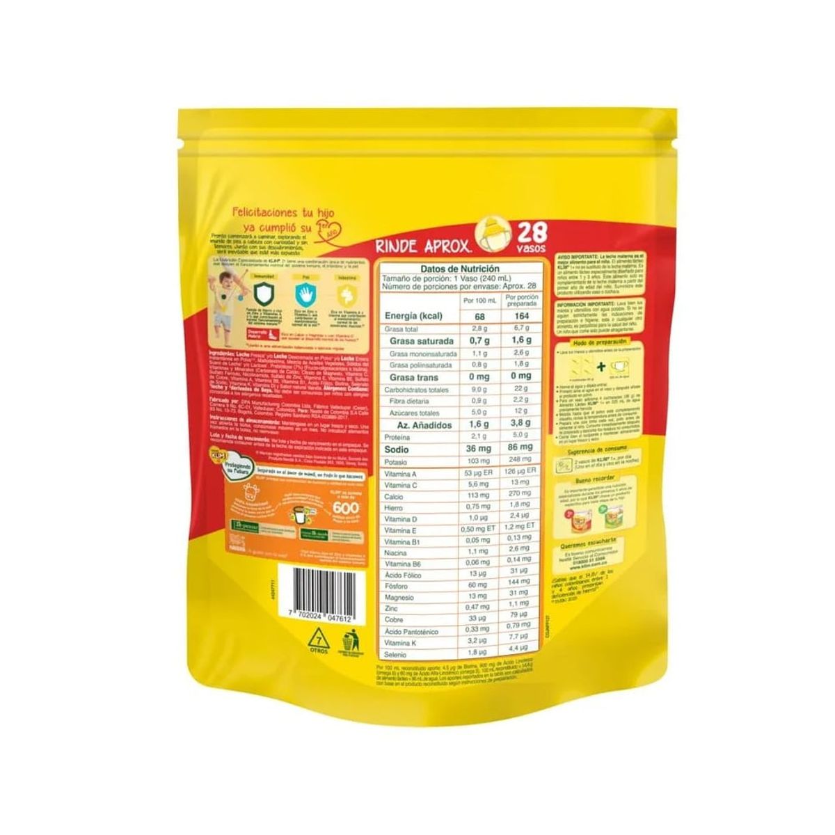 KLIM - Alimento Lácteo Klim 1+ Bolsa 1000g