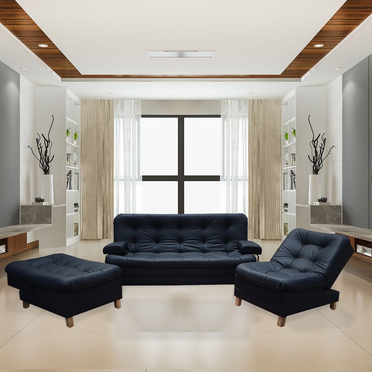 GENERICO - Sala Clic Clac Rouss Tipo Cuero Negro