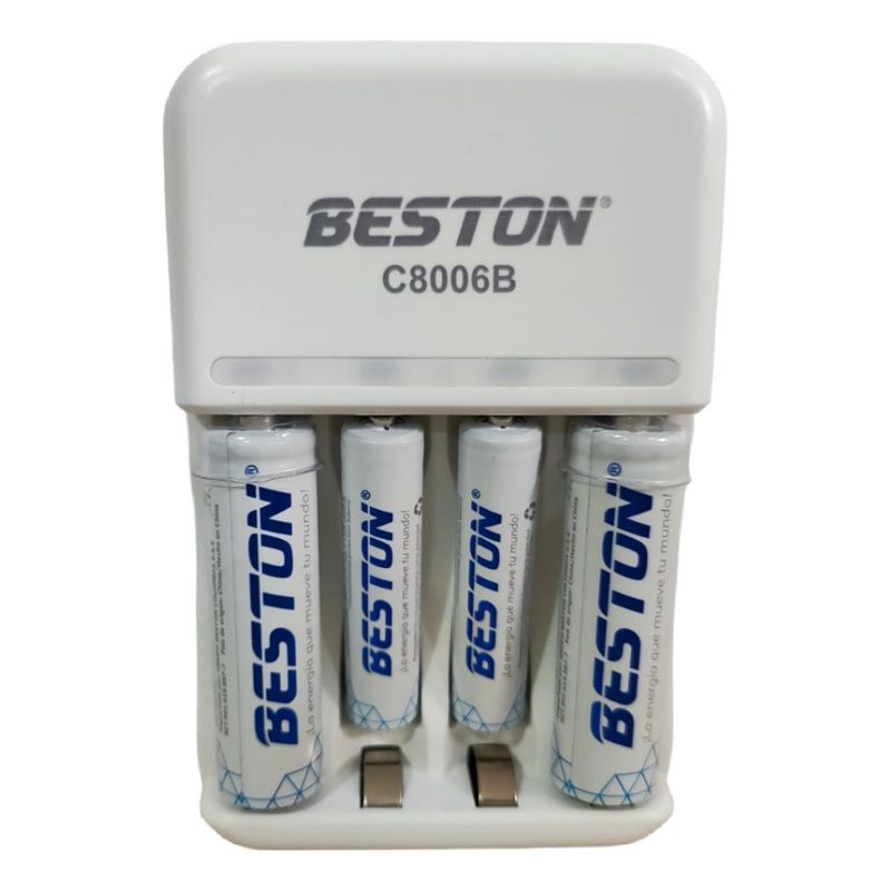 BESTON - Combo Cargador Pilas Aa Y Aaa 4 Puertos+ 2 Pilas Aa Y 2 Aaa