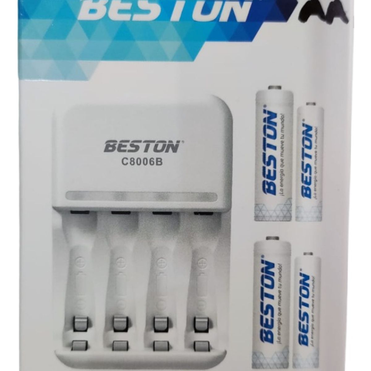BESTON - Combo Cargador Pilas Aa Y Aaa 4 Puertos+ 2 Pilas Aa Y 2 Aaa