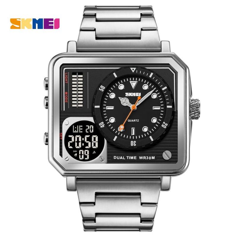SKMEI - Reloj SKMEI Modelo 2025 Triple movimiento Caballero-Plateado
