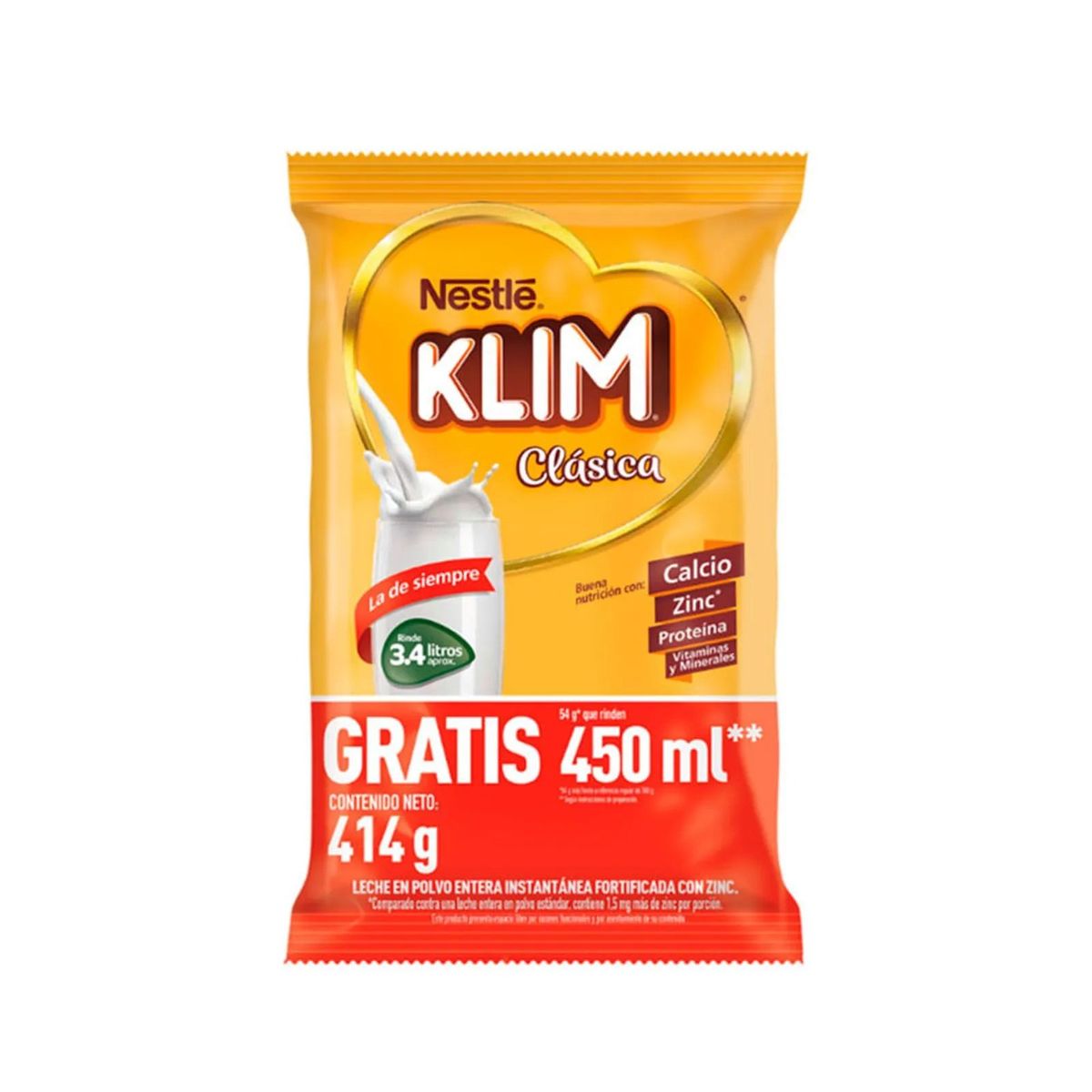 KLIM - Leche en polvo Klim Clásica Bolsa x 360g gratis 54g