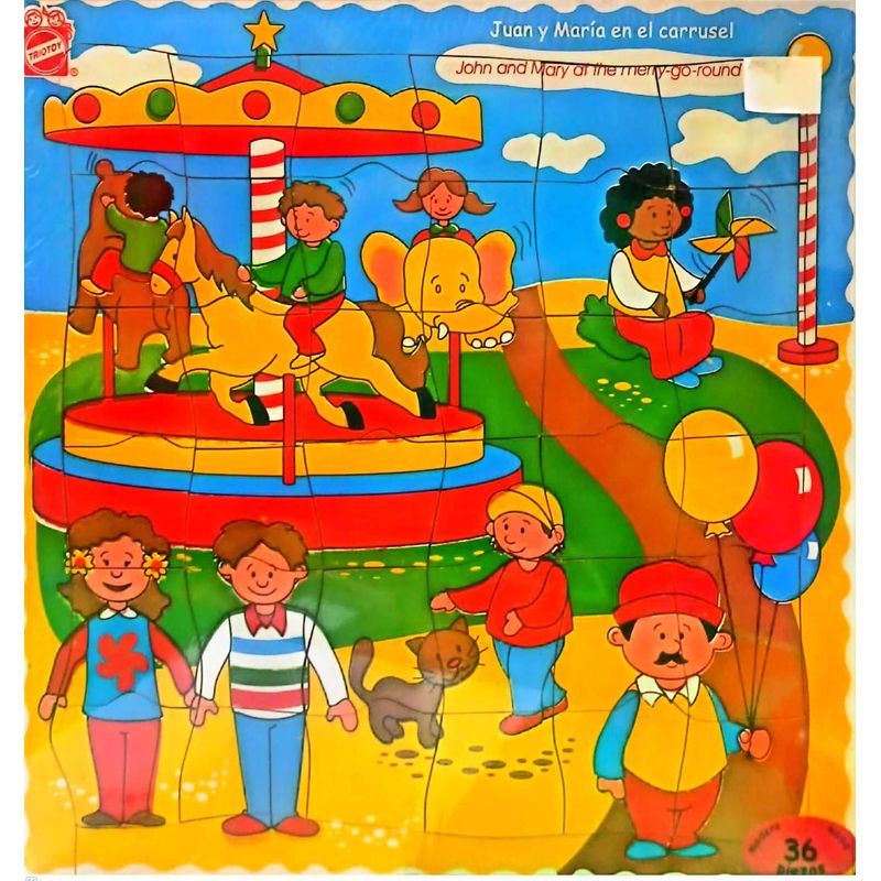 JUGANDO Y EDUCANDO - Rompecabezas De Madera el carrusel 36 Piezas Para Niños