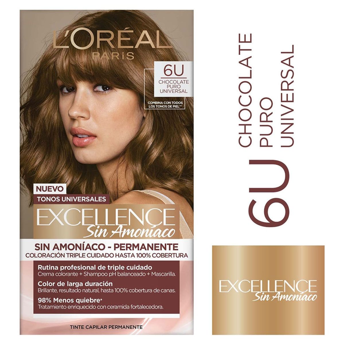 LOREAL PARIS - Tinte Excellence 6U Chocolate Puro Universal