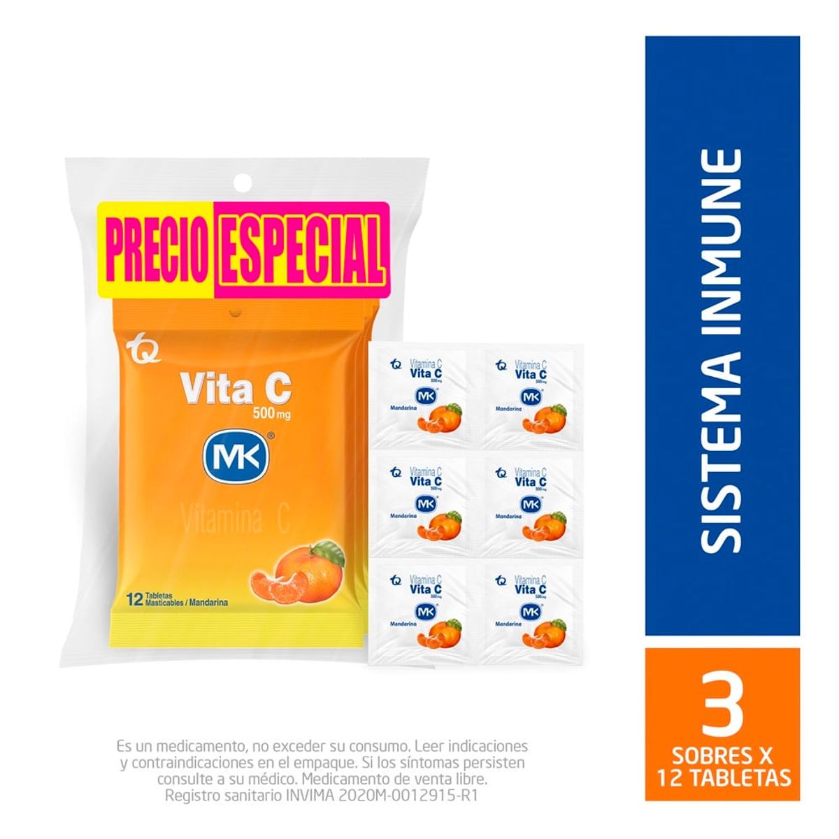 MK - Oferta Vita C Mk 500Mg Mandarina X 12 Pague 2 Lleve 3