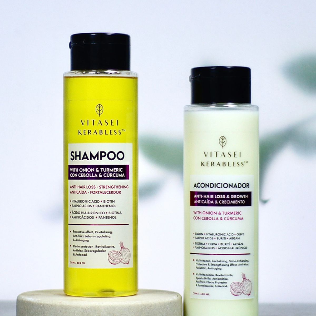 VITASEI - SHAMPOO + ACONDICIONADOR CON CEBOLLA y CURCUMA  VITASEI
