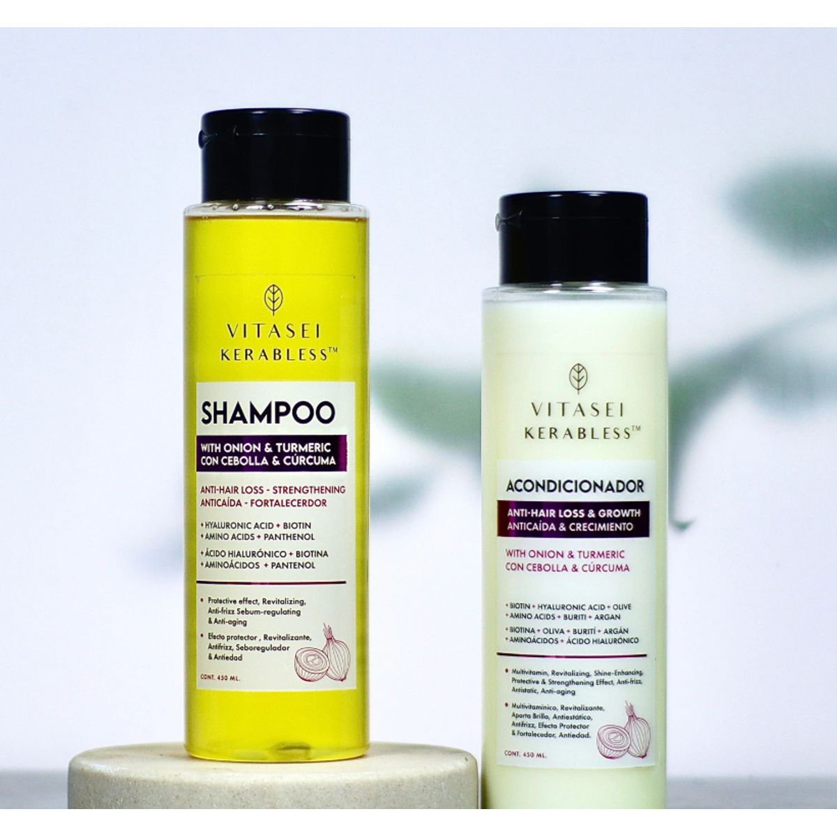 VITASEI - SHAMPOO + ACONDICIONADOR CON CEBOLLA y CURCUMA  VITASEI