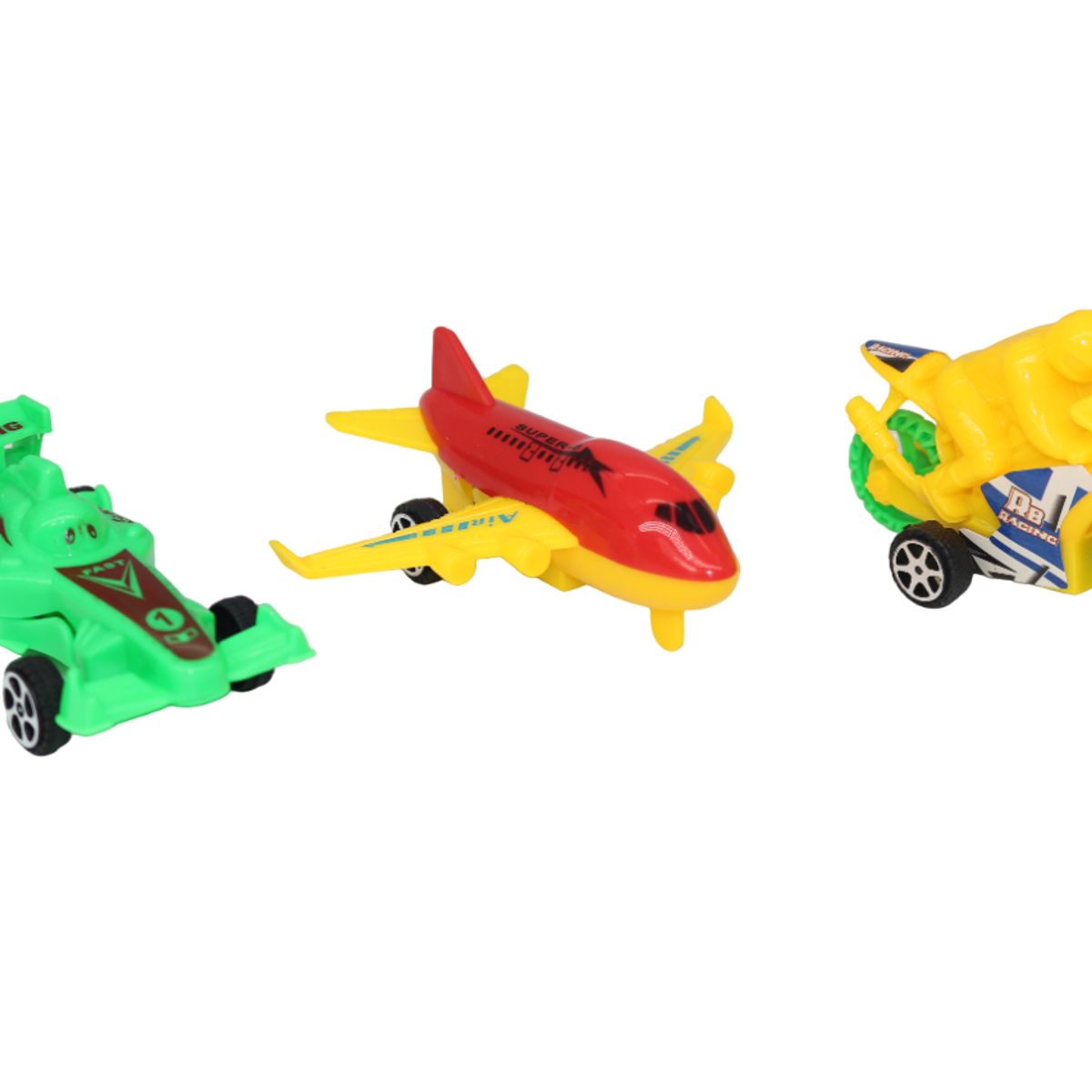 JUGUETELANDIA - SET DE AVION CARRO Y MOTOCICLETA FRICCION BLISTER